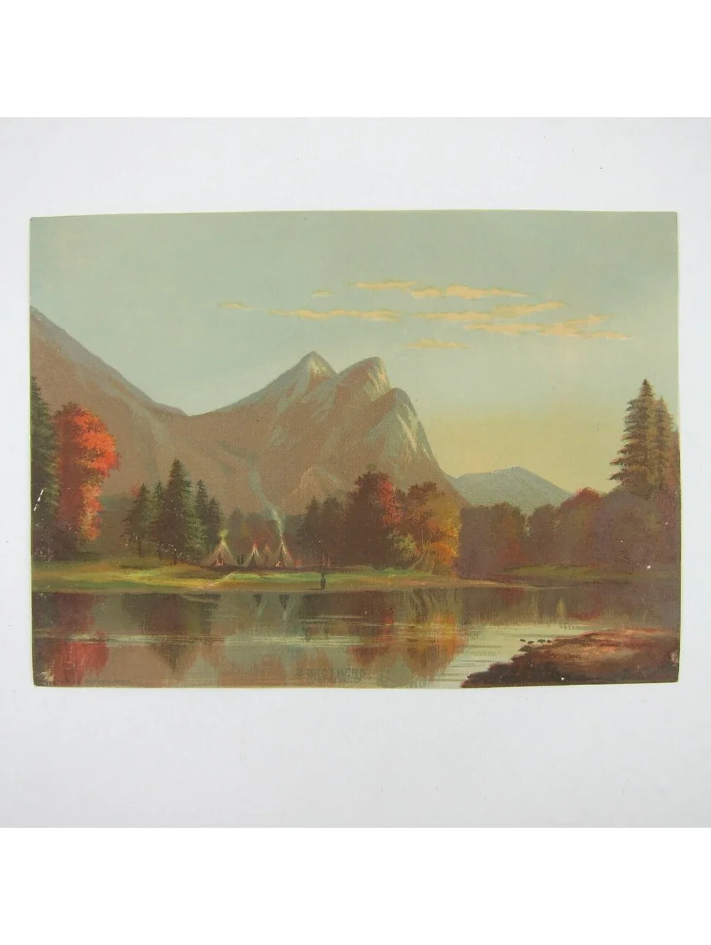 Chromolithograph Print 3 Brothers Rock Yosemite Valley California Antique 1871